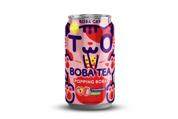Boba Cat Strawberry & Peach Bubble Tea